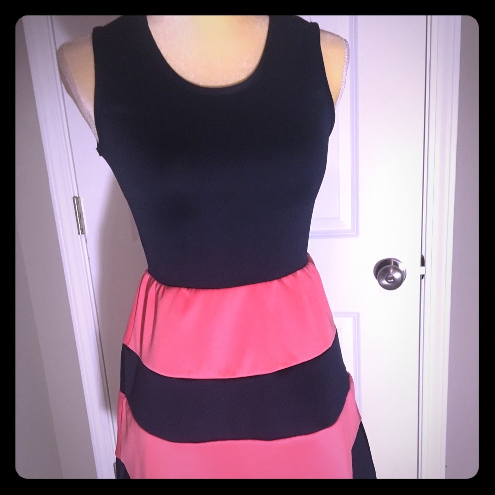 Navy and Pink midi dress sz S